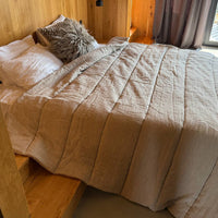 Warm Winter Organic HEMP + FLAX blanket 400 g / m2 in natural undyed linen fabric grey shade with filler created from organic Hemp fiber