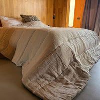 Warm Winter Organic HEMP + FLAX blanket 400 g / m2 in natural undyed linen fabric grey shade with filler created from organic Hemp fiber