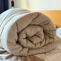 Warm Winter Organic HEMP + FLAX blanket 400 g / m2 in natural undyed linen fabric grey shade with filler created from organic Hemp fiber