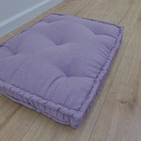 Hemp Custom madeWindow Mudroom Floor bench cushion filled organic hemp fiber in natural lilac linen fabric unique all natural pillow
