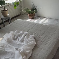 White Linen Fitted Sheet Linen Washed Fabric Queen Full, Twin, King Custom size