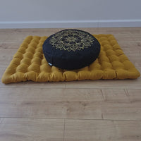 Embroidery Meditation Set Zafu & Zabuton with Buckwheat hulls Mandala Linen Floor cushions Meditation pillow pouf PillowSeat Yoga