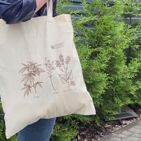 Tote Bag Canvas Bag "Hemp Organic Life" Natural Shopping Bag with print of plants Hemp Linen Buckwheat Hulls Shoulder Bags