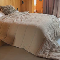 Warm Winter Organic HEMP + FLAX blanket 400 g / m2 in natural undyed linen fabric grey shade with filler created from organic Hemp fiber