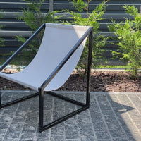 Metal Armchair Lounge Sling Chair Thick Linen Fabric Modern Minimalist Scandinavian Shipped Disassembled Hand Made to order
