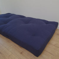 HEMP shikibuton 6” thick mat Shiki futon filled organic hemp fiber filler in natural dense dark blue linen fabric Custom Size Hand made