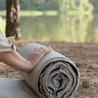 Organic HEMP Sleeping bag in linen fabric- organic hemp fiber filling + linen non-dyed fabric - blanket quilt, hand made