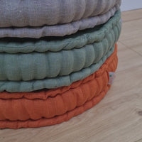 Round Hemp Cushion filled Hemp Fiber in natural Linen fabric organic Floor Chair cushion Meditation pillow custom made size
