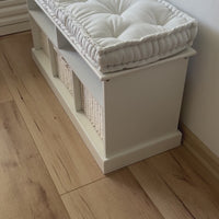 White Hemp Linen Window Mudroom Floor Bench Cushion filled organic Hemp Fiber filling in Linen Fabric Custom Made