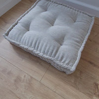 Hemp Custom madeWindow Mudroom Floor bench cushion filled organic hemp fiber in natural non-dyed light gray linen fabric all natural pillow