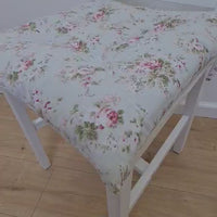Hemp Chair Seat Cushion filled organic Hemp Fiber in Roses on Mint natural cotton fabric Custom Size, Pillow
