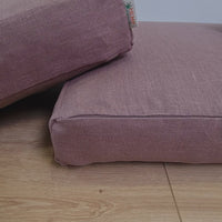 Hemp cushion with removable cover Hemp fiber filling in cotton fabric with linen cover Floor cushion custom made size