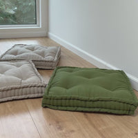 Hemp Floor cushion with organic hemp fiber filling in natural linen fabric / floor pillow / Meditation Yoga