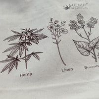Tote Bag Canvas Bag "Hemp Organic Life" Natural Shopping Bag with print of plants Hemp Linen Buckwheat Hulls Shoulder Bags