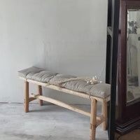 Natural Hemp Linen Cushion with Ties Custom Made filled organic Hemp Fiber in natural non dyed Linen Fabric Window Bench Mudroom cushions