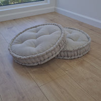Round Hemp Cushion filled Hemp Fiber in natural non-dyed Linen fabric organic Floor Chair cushion Meditation pillow custom made size