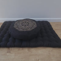Embroidery Meditation Set Zafu & Zabuton with Buckwheat hulls Mandala Linen Floor cushions Meditation pillow pouf PillowSeat Yoga