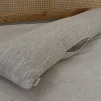 Hemp Body Pillow Filled Breathable Hemp Fiber Filler in Natural Linen Fabric Side Sleeper Support Pillow with regulation height