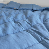 Blue Warm HEMP Linen Comforter Blanket Linen Fabric Filler Organic Hemp Fiber Eco friendly- Full Queen King Custom Size