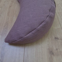 Linen Meditation Cresсent Cushion filled Buckwheat Hulls Yoga Crescent pillow