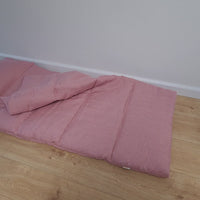 Kindergarten Hemp Linen Sleeping Bag with Pillow School Nap Mat Kids Organic Hemp Fiber Filling in coral pink Linen Fabric hand made