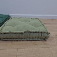 16"x16" (40x40 cm) Hemp Linen Floor Cushion fileld organic Hemp Fiber in orange Natural Linen fabric