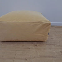 Unique HEMP Floor Cushion Marogan filled organic Hemp Fiber with removable Cover with zipper in natural cotton velvet fabric settee ottoman