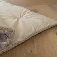 29"x94" (75x240 cm) Unique Hemp filled Washable Furniture Sofa Protector in cotton fabric in beige stripes with two tassels