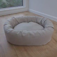 Unique Oval Hemp Linen Pet Bed Cot with Removable Washable Natural Non-dyed Linen Cover Filled Organic Hemp Fiber house eco-friendly Gift