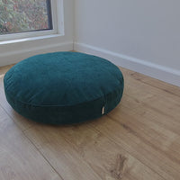 Round Hemp Cushion with Removable Green Velvet Cotton Cover Hemp Fiber Filling in Italian velvet fabric Floor cushion pillow custom made