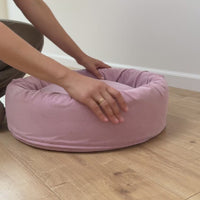 Round Hemp Cotton velvet Light Pink Pet Bed with Removable Washable Natural velvet Cover Filled Organic Hemp Fiber house eco-friendly Gift