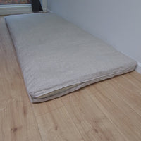 Linen Cover with zipper for shikibuton 3" thik in Grey Undyed Unbleached Natural Linen Fabric Queen Full, Twin, King Custom size
