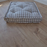 Hemp Linen Floor Cushion fileld organic Hemp Fiber in Natural checkered Linen fabric / floor pillow Pillow seat/Meditation Yoga