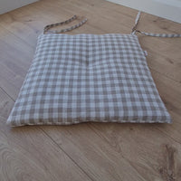Hemp Linen seat cushion for chair with ties filled organic hemp fiber in natural non dyed linen fabric Chair Cushion Pillow seat