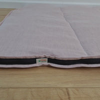 Thick HEMP Sleeping bag in washed ashen pink linen fabric- organic hemp fiber filling + linen fabric - blanket quilt, hand made