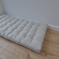 Hemp Linen cushion mat with organic hemp fiber filling in natural non dyed linen fabric window bench cushion custom made