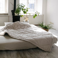 Hemp Linen Comforter Blanket "Diamond Stitching" Organic Hemp Fiber in Natural Undyed Linen Fabric Full Twin Queen King Custom size