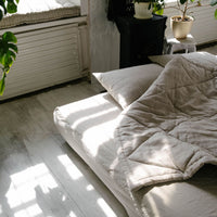 Hemp Linen Comforter Blanket "Diamond Stitching" Organic Hemp Fiber in Natural Undyed Linen Fabric Full Twin Queen King Custom size