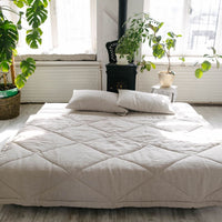 Hemp Linen Comforter Blanket "Diamond Stitching" Organic Hemp Fiber in Natural Undyed Linen Fabric Full Twin Queen King Custom size