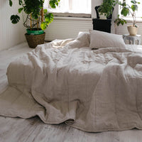 Natural Hemp Linen Blanket 55" x 81" (140x200 cm) filler organic Hemp fiber in linen not dyed fabric Custom size