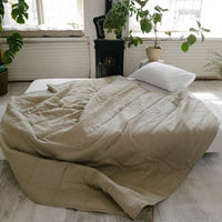 Organic Hemp Linen Blanket "Olive Beige" quilt Hemp Fiber Filler Linen Natural Fabric Full Queen King Twin Custom size