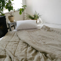 Organic Hemp Linen Blanket "Olive Beige" quilt Hemp Fiber Filler Linen Natural Fabric Full Queen King Twin Custom size