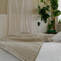 Organic Hemp Linen Blanket "Olive Beige" quilt Hemp Fiber Filler Linen Natural Fabric Full Queen King Twin Custom size