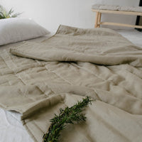 Organic Hemp Linen Blanket "Olive Beige" quilt Hemp Fiber Filler Linen Natural Fabric Full Queen King Twin Custom size