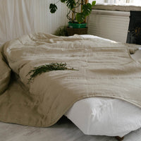 Organic Hemp Linen Blanket "Olive Beige" quilt Hemp Fiber Filler Linen Natural Fabric Full Queen King Twin Custom size