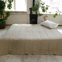 Organic Hemp Linen Blanket "Olive Beige" quilt Hemp Fiber Filler Linen Natural Fabric Full Queen King Twin Custom size
