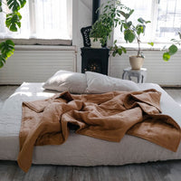 Soft Natural HEMP Linen blanket organic Hemp fiber filling in Natural Linen Fabric Full Twin Queen custom size cozy organic quilted blanket