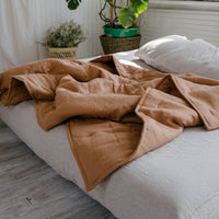 Soft Natural HEMP Linen blanket organic Hemp fiber filling in Natural Linen Fabric Full Twin Queen custom size cozy organic quilted blanket