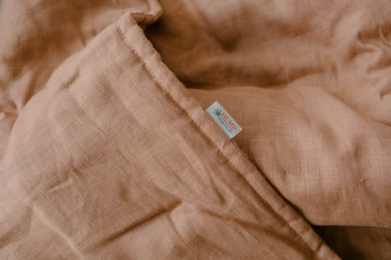 Soft Natural HEMP Linen blanket organic Hemp fiber filling in Natural Linen Fabric Full Twin Queen custom size cozy organic quilted blanket