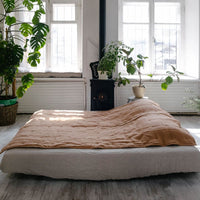 Soft Natural HEMP Linen blanket organic Hemp fiber filling in Natural Linen Fabric Full Twin Queen custom size cozy organic quilted blanket